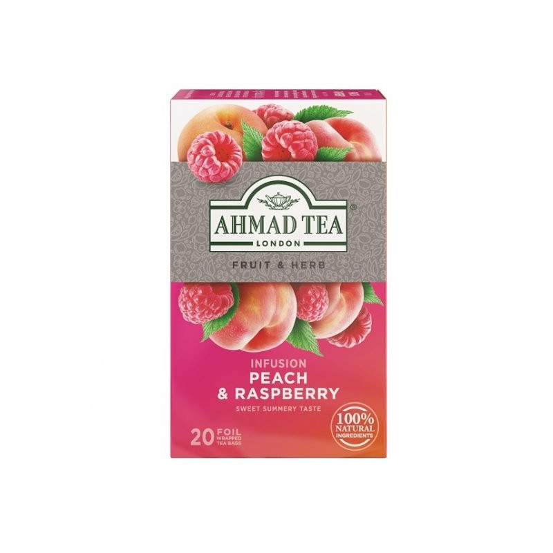 Ahmad Tea ovocný čaj malina s broskyňami 20 x 1,8 g