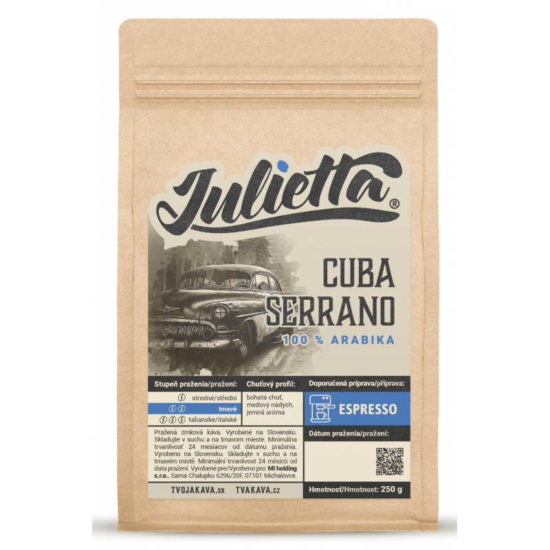 Julietta Cuba Serrano čerstvo pražená zrnková káva 250 g