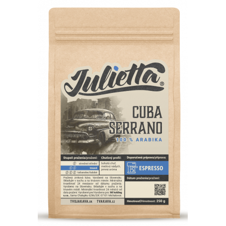 Julietta Cuba Serrano čerstvo pražená  zrnková káva 250 g