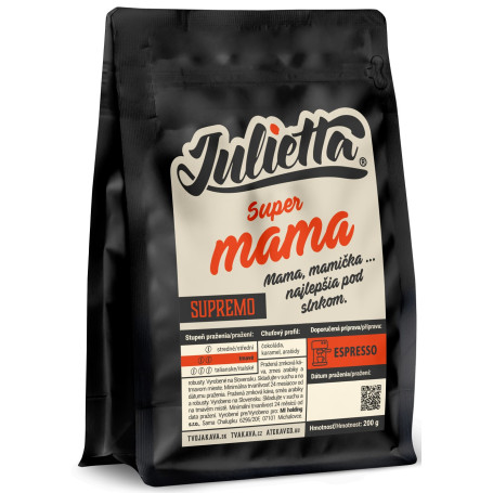 Julietta Supremo Super mama čerstvo pražená zrnková káva 200 g