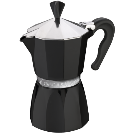 Moka konvička G.A.T. Italia Supermoka čierna 3 šálky – pohľad spredu