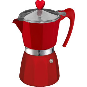 Moka konvička G.A.T. Italia Rosana červená 3 šálky – pohľad spredu