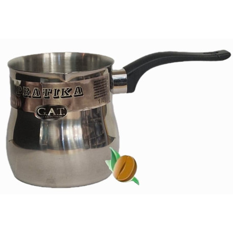 G.A.T. Italia cezve kávéhoz 12 csésze (ibrik) – elölnézet szűkülő nyakkal és hosszú fogantyúval