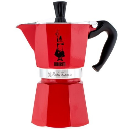 Bialetti Moka Express červená – 6 šálok, pohľad spredu