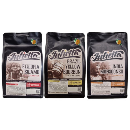 Julietta Balíček 3 kontinenty – čerstvo pražená káva 3 × 250 g