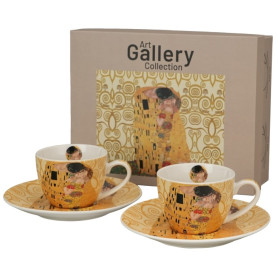 Bozk Ecru – sada 2 šálok na espresso s podšálkami, pohľad spredu