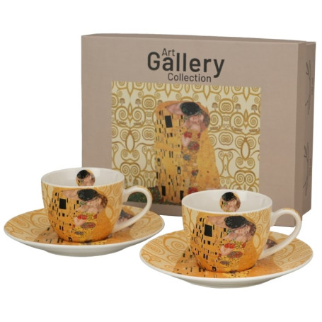 Bozk Ecru – sada 2 šálok na espresso s podšálkami, pohľad spredu