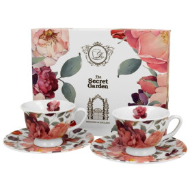 Spring Roses White – sada 2 espresso šálok, pohľad spredu