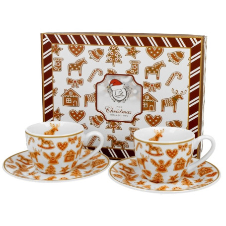 Gingerbread – sada 2 šálok na espresso, pohľad spredu