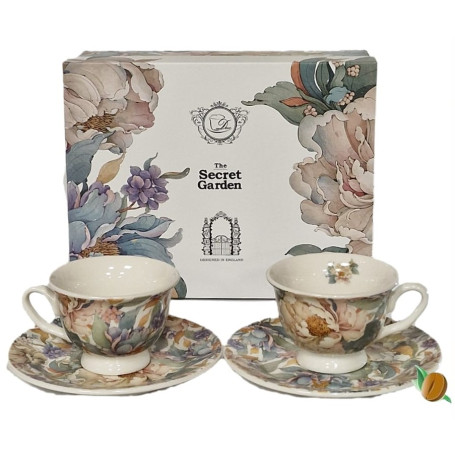 Pivoňka biela – sada 2 espresso šálok Royal s podšálkami