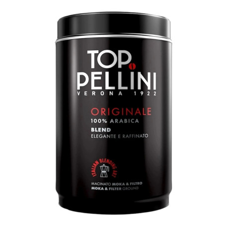 Pellini TOP 100% Arabica mletá káva v elegantnej 250 g plechovej dóze