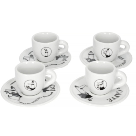 Bialetti Carousel hrubostenné espresso šálky s podšálkami – porcelánový set 4 ks