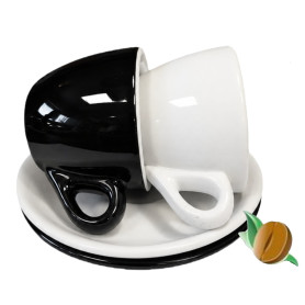 Rosa Jin Jang espresso set čierno-bielych šálok 2 × 60 ml