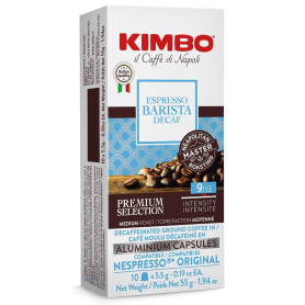 Kimbo Decaf Premium kapsuly pre Nespresso 10 ks predná strana balenia