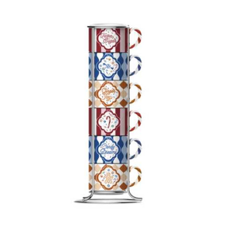 Bialetti Candyland espresso šálky 6 ks 60 ml so stojanom