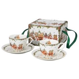 Christmas Village darčekové balenie espresso šálok s rukoväťou