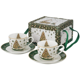 Vianočné espresso šálky Tree Sparkle s podšálkami 2 ks
