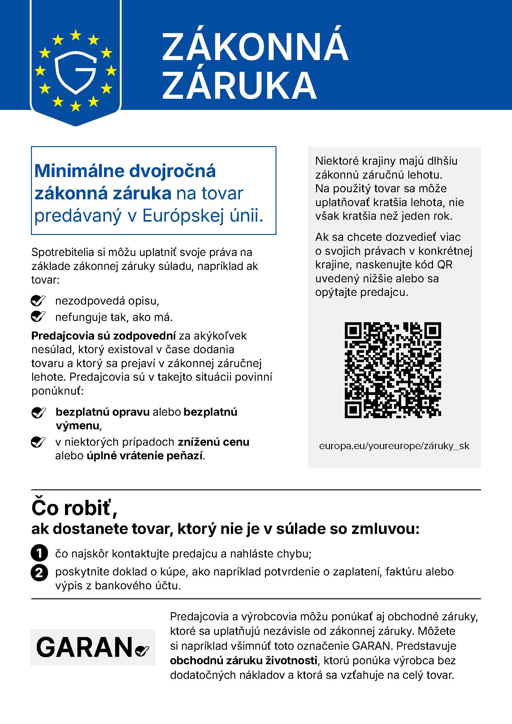 Oznámenie o zodpovednosti za vady tovaru